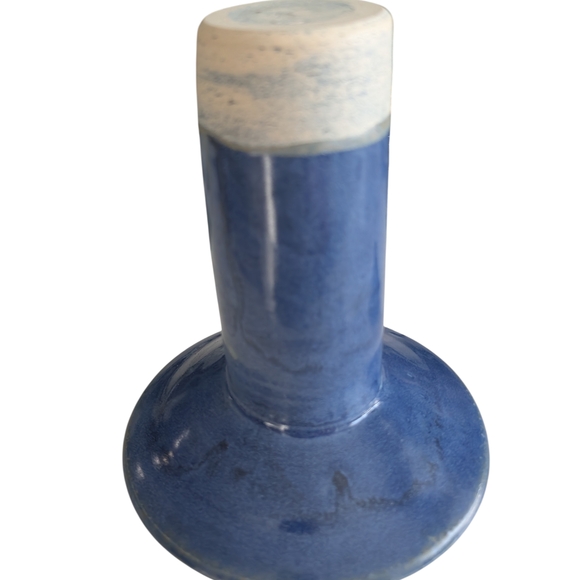 Vintage Mid-Century Modern Blue Art Pottery Vase / Candleholde/Ashtray - Picture 7 of 16